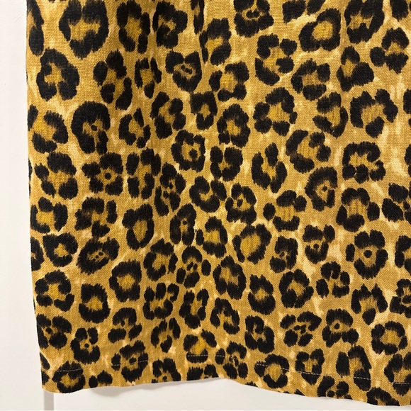 Lauren Ralph Lauren Leopard Print Button Front Skirt Linen Blend Size 14 Women’s - Picture 7 of 10